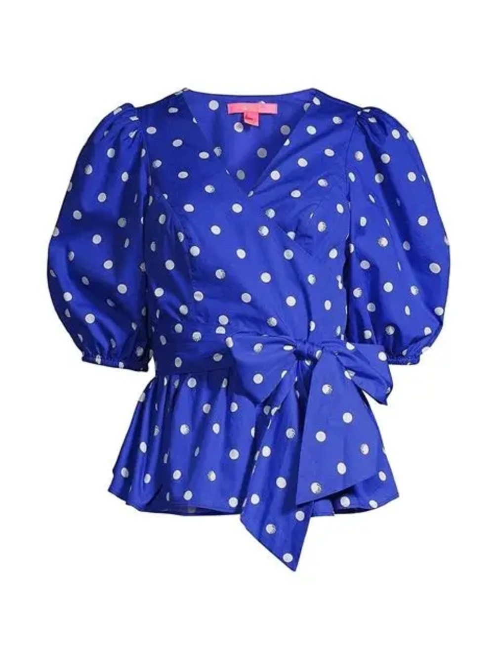 Lilly Pulitzer the Kara Wrap Blouse Blue & White Polka Dot Peplum Top 2